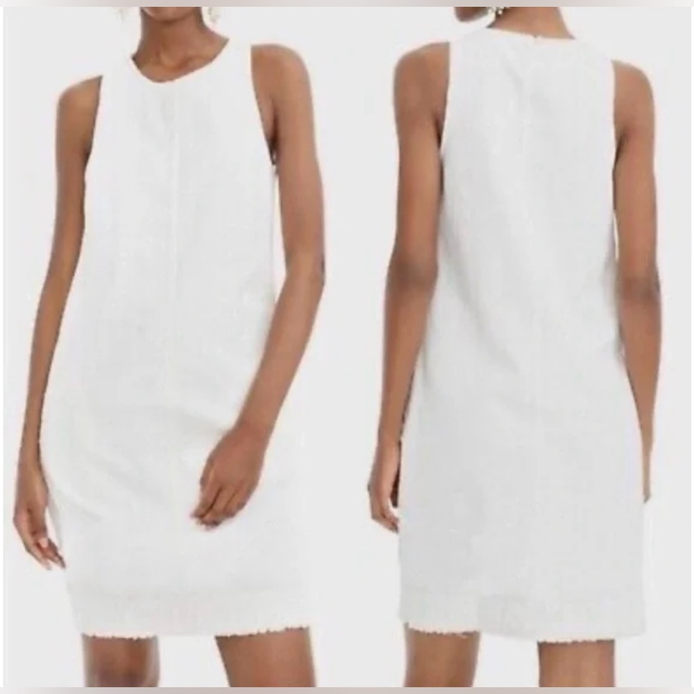 Elegant JCrew White Denim Sleeveless Shift Dress